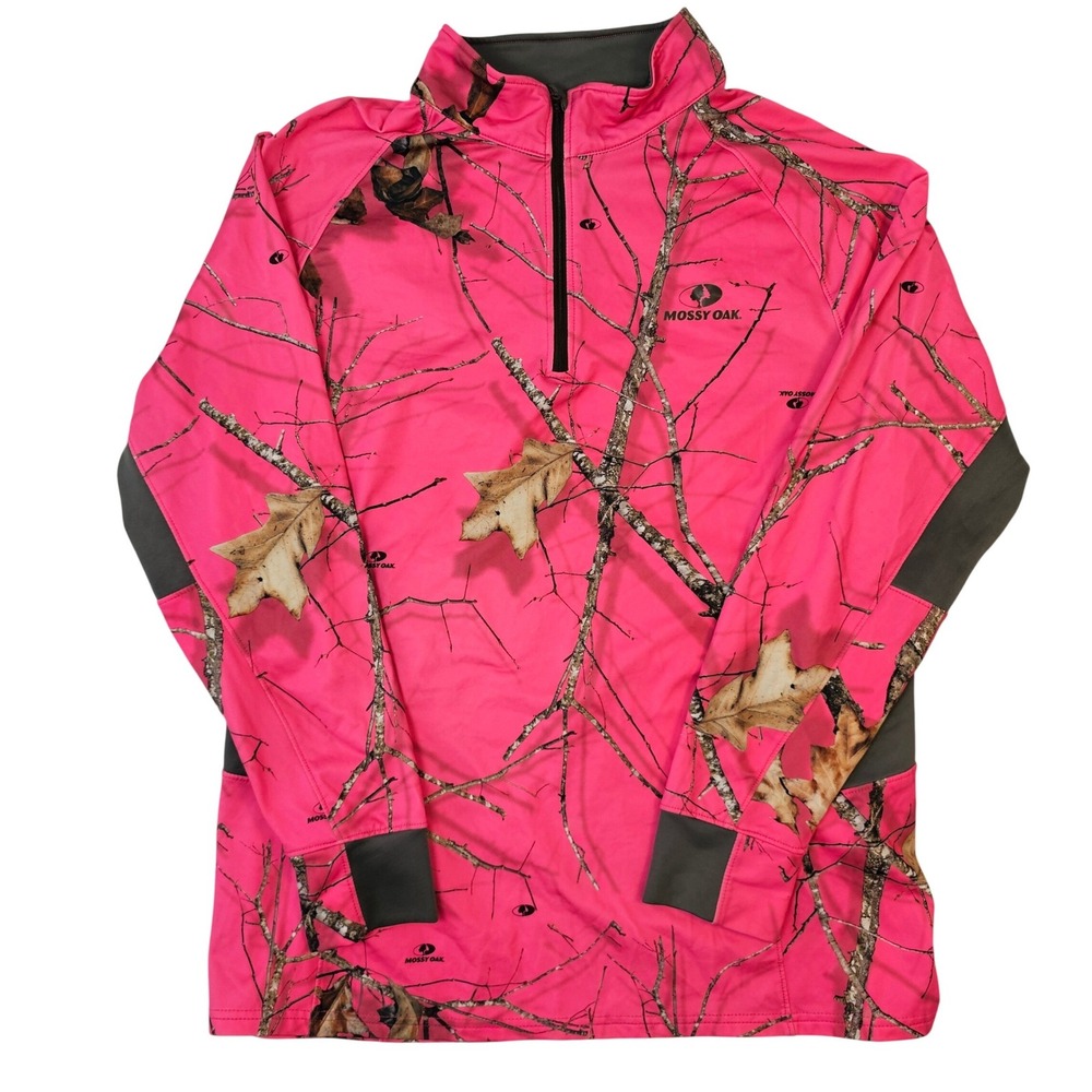 Mossy Oak Pink Camo Quarter Zip Pullover Performance Shirt Womens 2XL 50-52